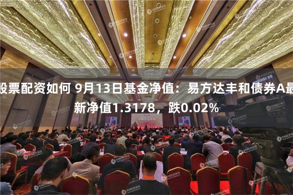 股票配资如何 9月13日基金净值：易方达丰和债券A最新净值1.3178，跌0.02%