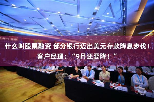 什么叫股票融资 部分银行迈出美元存款降息步伐！客户经理：“9月还要降！”
