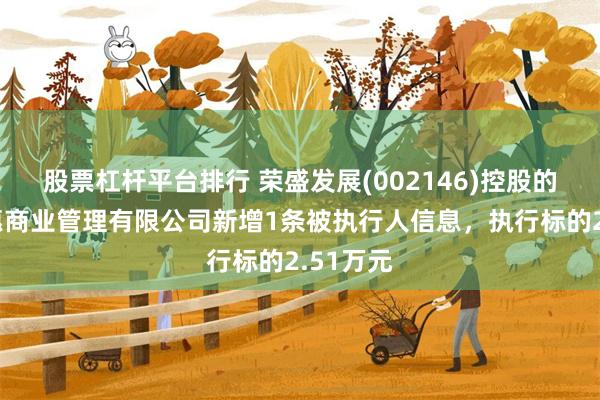 股票杠杆平台排行 荣盛发展(002146)控股的廊坊盛惠商业管理有限公司新增1条被执行人信息，执行标的2.51万元