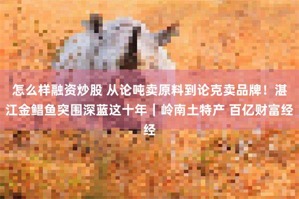 怎么样融资炒股 从论吨卖原料到论克卖品牌！湛江金鲳鱼突围深蓝这十年｜岭南土特产 百亿财富经