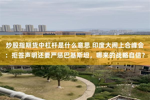 炒股指期货中杠杆是什么意思 印度大闹上合峰会：拒签声明还要严惩巴基斯坦，哪来的战略自信？