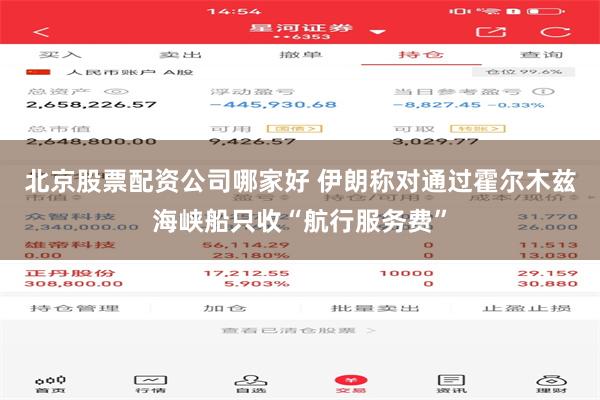 北京股票配资公司哪家好 伊朗称对通过霍尔木兹海峡船只收“航行服务费”