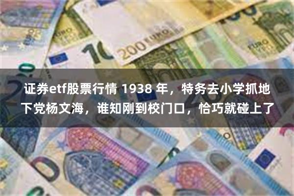 证券etf股票行情 1938 年，特务去小学抓地下党杨文海，谁知刚到校门口，恰巧就碰上了