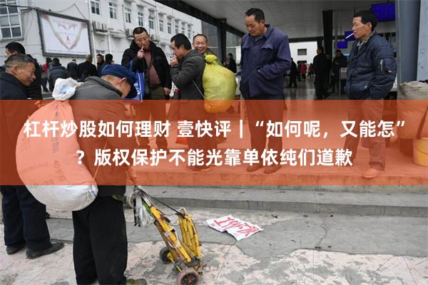 杠杆炒股如何理财 壹快评｜“如何呢，又能怎”？版权保护不能光靠单依纯们道歉