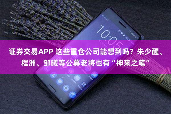 证券交易APP 这些重仓公司能想到吗？朱少醒、程洲、邹曦等公募老将也有“神来之笔”