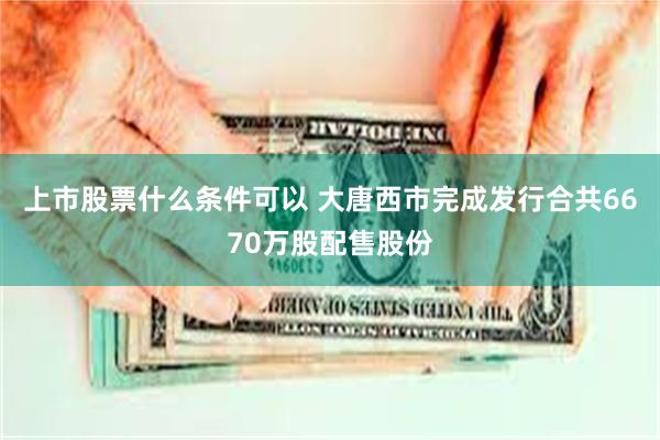 上市股票什么条件可以 大唐西市完成发行合共6670万股配售股份