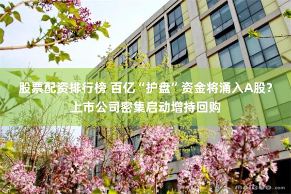 股票配资排行榜 百亿“护盘”资金将涌入A股?上市公司密集启动增持回购