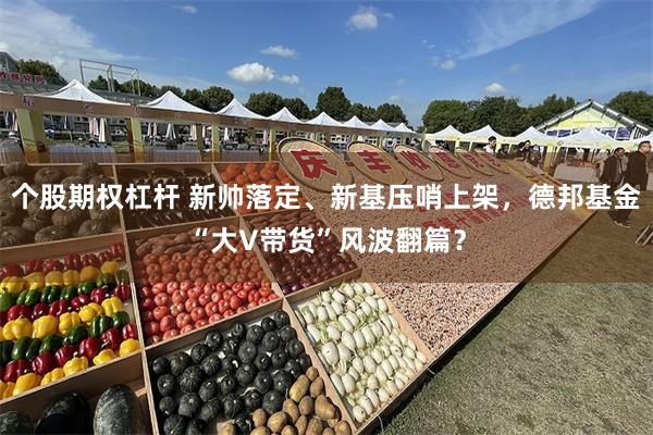 个股期权杠杆 新帅落定、新基压哨上架，德邦基金“大V带货”风波翻篇？