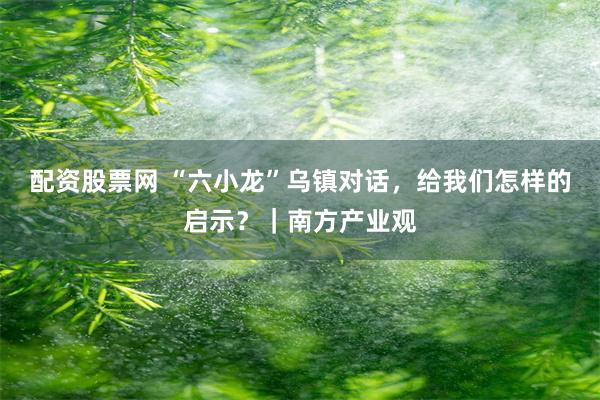 配资股票网 “六小龙”乌镇对话，给我们怎样的启示？｜南方产业观
