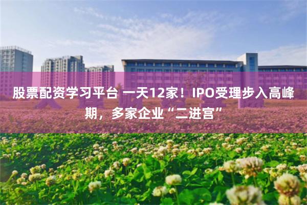 股票配资学习平台 一天12家！IPO受理步入高峰期，多家企业“二进宫”