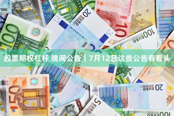 股票期权杠杆 晚间公告｜7月12日这些公告有看头