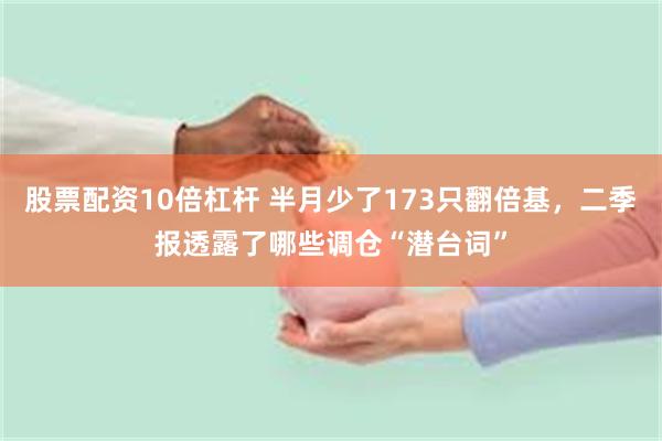 股票配资10倍杠杆 半月少了173只翻倍基，二季报透露了哪些调仓“潜台词”