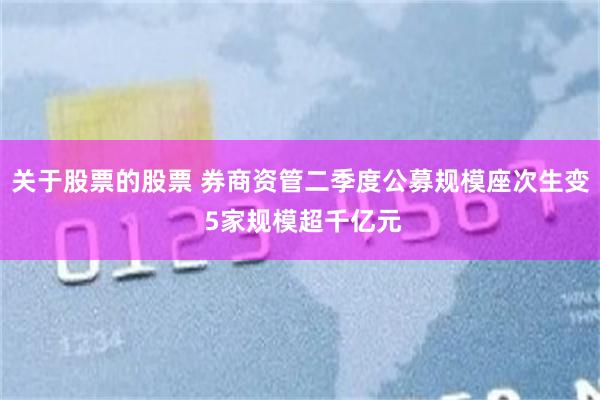 关于股票的股票 券商资管二季度公募规模座次生变 5家规模超千亿元